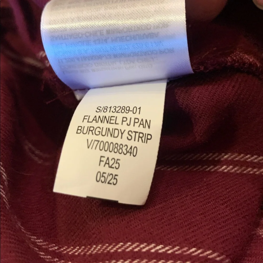 Gap Flannel PJ Pants Med Purple Burgundy‎ With Stripe Elastic Waist Side Pockets